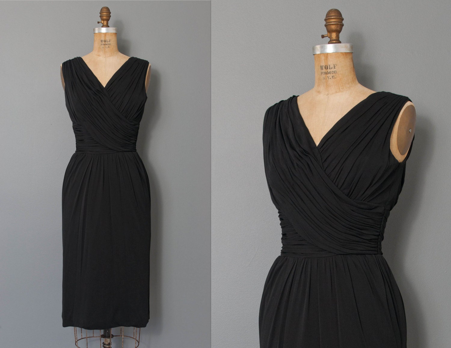 vintage 1950s dress / 50s black dress / the CRISSCROSS dress