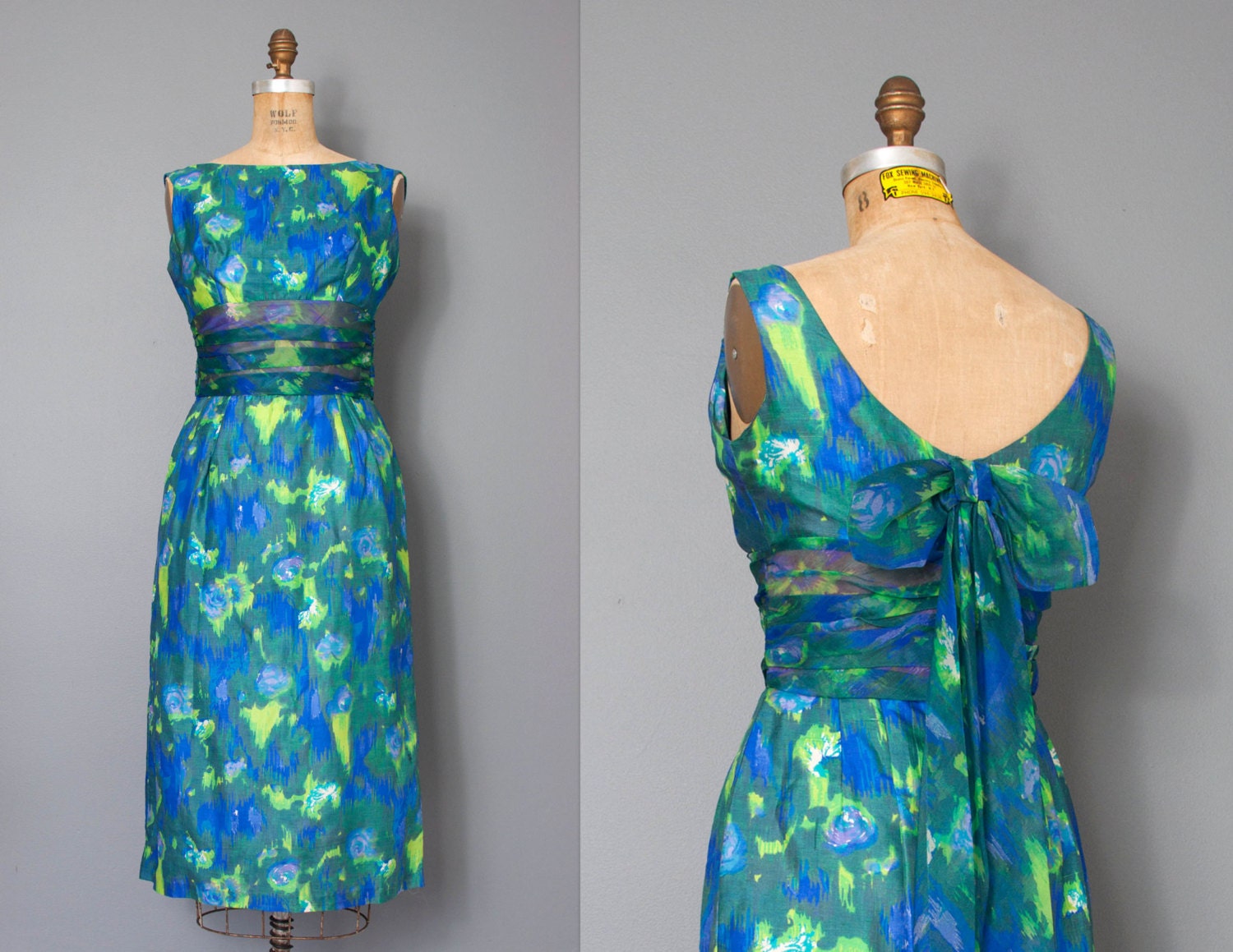 1950s silk dress / 50s dress / floral silk cocktail dress / the HONG KONG GARDEN dress