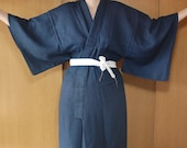 Soft Blue Wool Kimono For Men