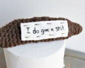 Funny Turd Art Poo Crochet brown white mature give a shit