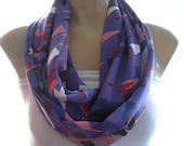 Lavender satin matte..With pretty print ...Necklace scarf..Infinity scarf..Tube version..Limited collection
