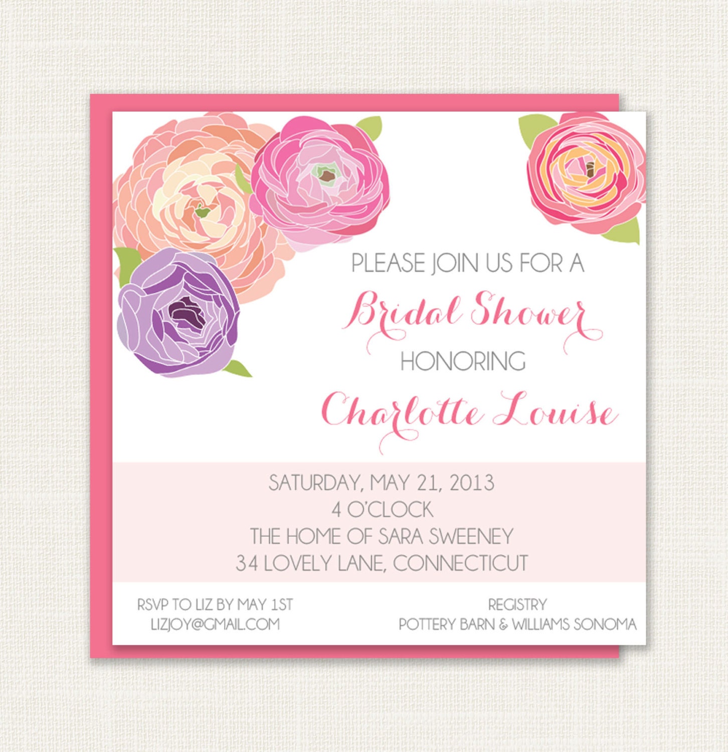Printable Gardenia Bridal Shower Invitation