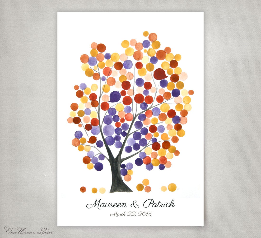 Rustic Wedding Guest Book Tree Alternative Love Birds - 13x19inch wedding guest book art Poster size wall decor