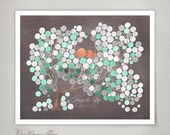 Signature Tree Wedding Guest Book Alternative  Love Birds - Modern original Guestbook on Chalkboard background