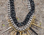 Black and Gold Spike Necklace