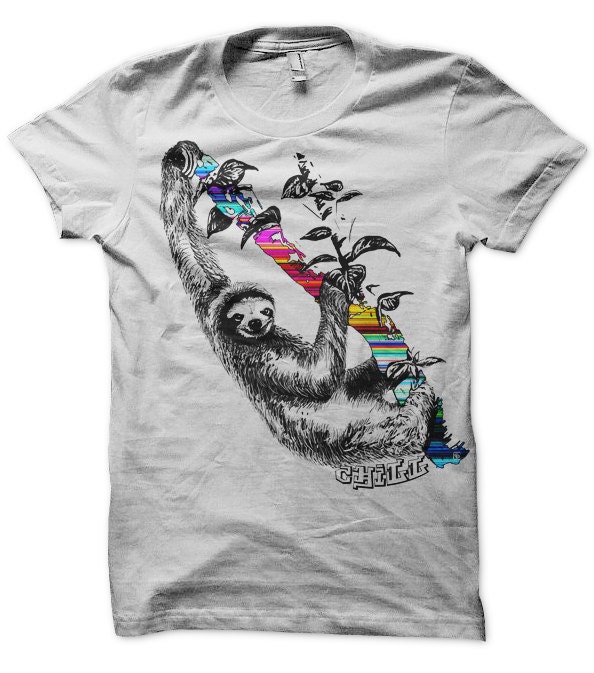 Sloth by Chill Clothing on American Apparel T in White