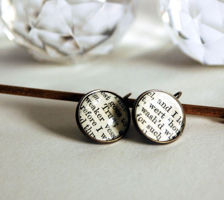 Bronze Book Earrings Romeo and Juliet Literary Jewellery