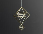 Brass Himmeli no. 7 / Modern Hanging Mobile / Geometric Sculpture