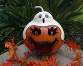 Halloween Ghost  Pumpkin Gourd Lamp  Candy Dish