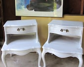 Madamoiselle Bedside Table Poppy Cottage Vintage Pair Available