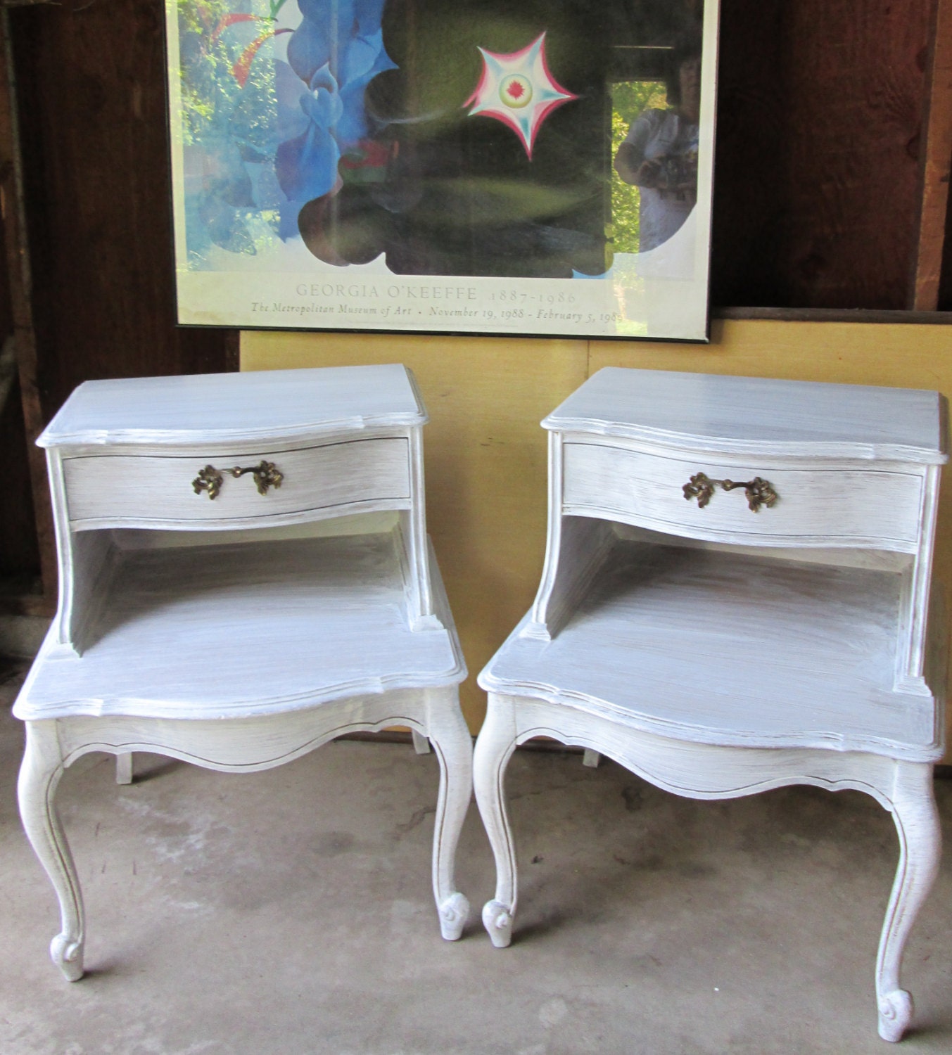 Romantique BedsideTables Poppy Cottage Vintage Pair Available