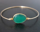 Green Onyx Bracelet, Onyx Bangle, Green Onyx Jewelry, Gemstone Bracelet, 14k Filled, Gold Onyx Bracelet, Green Bracelet, Green Jewelry