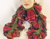 Wavy and Curly Long Scarf - Mesh Scarf - Crochet Scarf