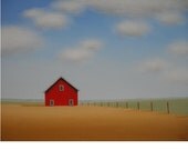 BARN Farm PRINT 8 x 10"  RED Fine Art Landscape Giclee from an original Barn painting country room decor Barn Paintings Art Gift