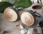 Wood Cuff Links Handmade from a Real Hemlock Tree Branch - Rustic Wooden Cufflinks Eco-friendly for the Groom or Father - 3/4 inch