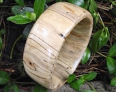 Maple Wood Bangle Bracelet - Handmade and Eco-friendly Reclaimed Spalted Maple Wood Wooden Bangle Bracelet (Size M) - Natural Jewelry