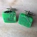 Green Acrylic Cuff Links - Funky Handmade Square Acrylic Cufflinks - For the Groom or an Eco-Friendly Gift - 3/4 inch