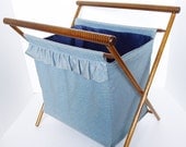 Vintage Fabric Folding Magazine Rack or Sewing Basket