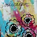MarveLes  SET of THREE Mixed Media Prints Greeting Cards white cardstock pink lime green turquoise yellow silver gold