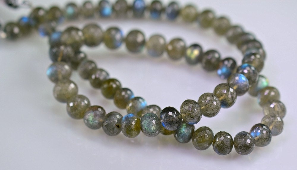 Labradorite  Rondelles  AAA Micro FacetedLarge  Labradorite Gemstone Beads 7.75mm