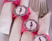 Napkin Rings - Silverware Wraps - Mom Silhouette - Baby Shower Napkin Rings in Hot Pink and Zebra (12) Il_170x135