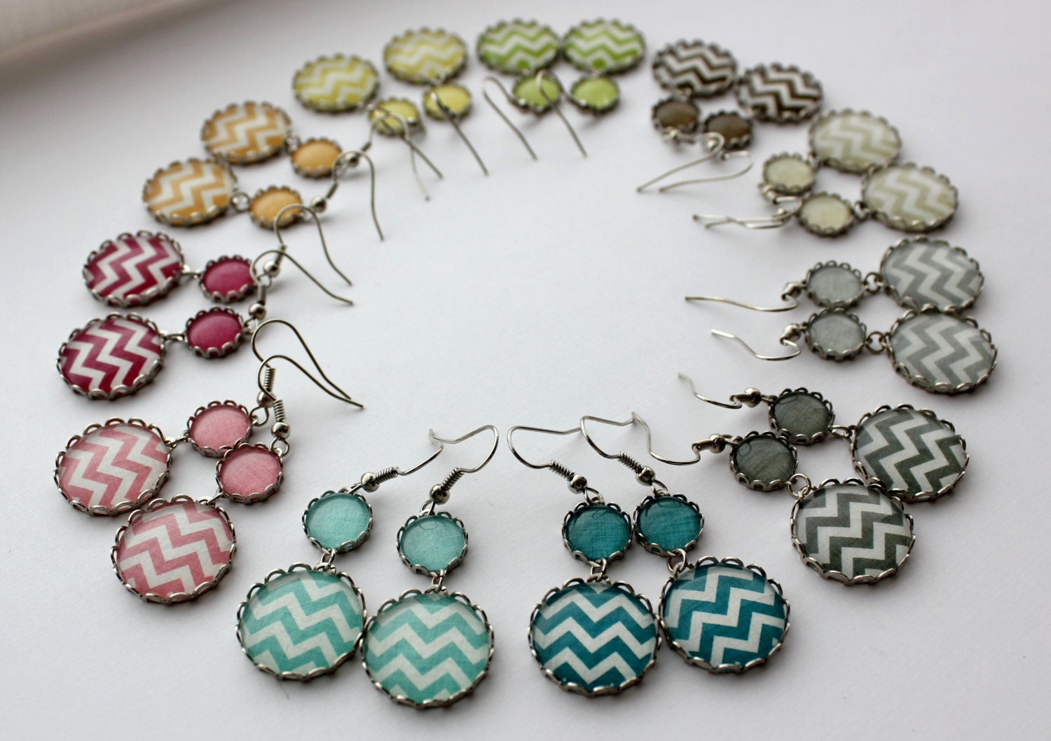 SHOP SALE- Linen Textured Chevron Earrings. You Choose Color. Gift for her under 25 usd