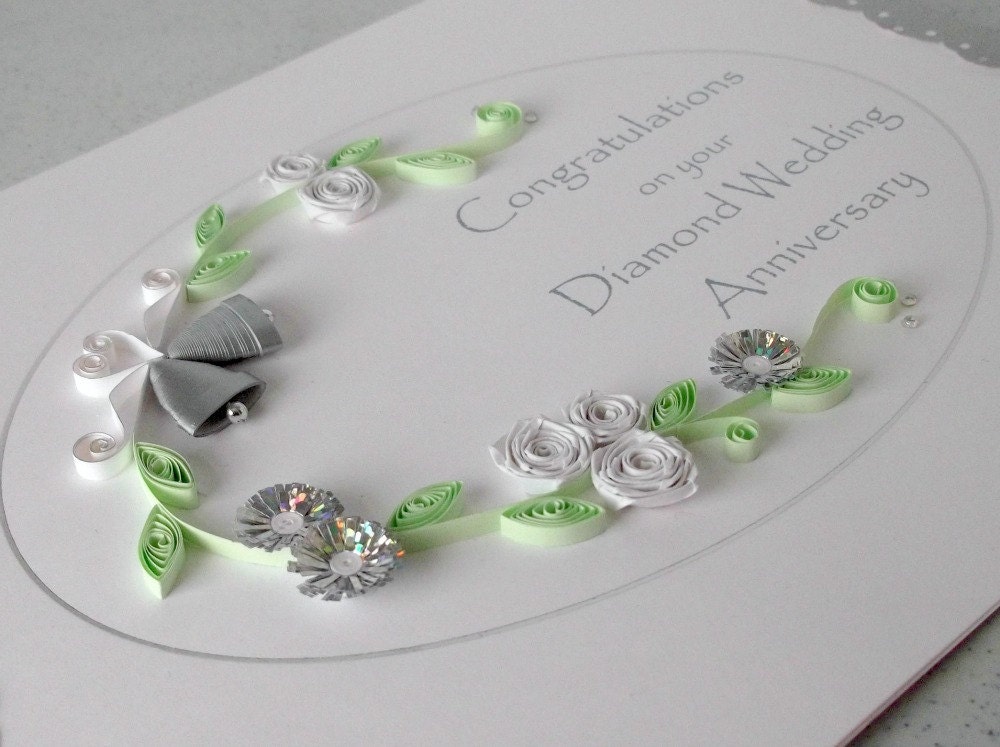 Paper quilling 60th diamond wedding anniversary card