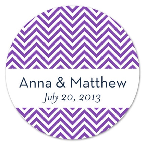 Chevron Custom Wedding Stickers Modern Favor Labels 1.5"