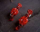 Swarovski crystallized elegant earrings glass beads sparkling bead woven red blood bloody red wine garnet red valentine valentines day - MageStudio