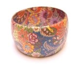 paisley bangle bracelet oriental swirl decoupage bracelet wood bracelet