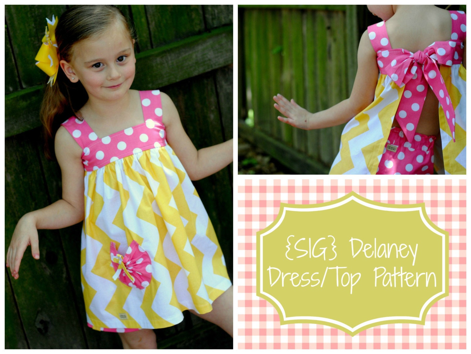 INSTANT DOWNLOAD SIG Delaney Dress/Top Pattern - Size Newborn to 8 Youth
