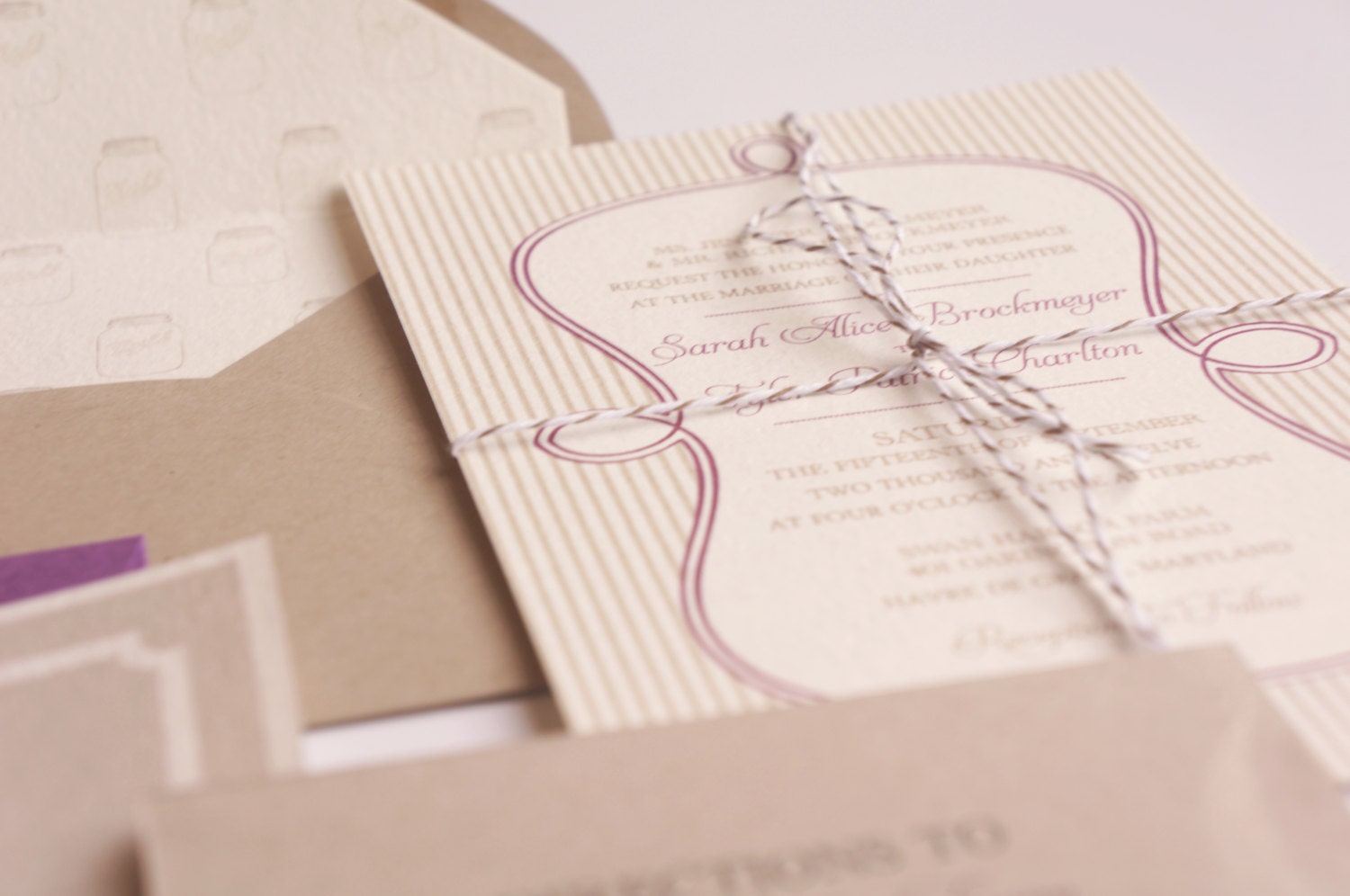 Rustic Kraft Mason Jar Wedding Invitation