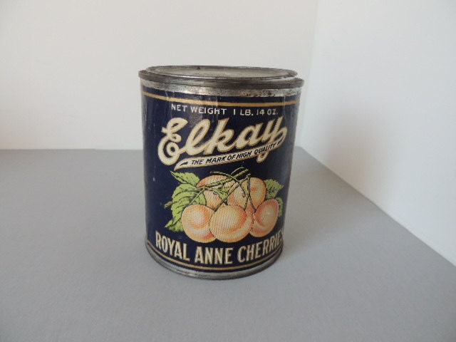 Large 1lb. 14 oz. Capacity  Elkay Royal Anne Cherries Tin