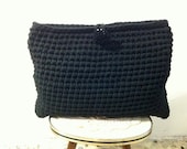 most elegant oversized black maxi crochet clutch