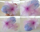 SET of FOUR Wedding Day Purple Passion Hibiscus Feather Fascinators Ready to Make Into Hair Clip, Shoe Clip or Decor