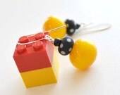 ON SALE Yellow Hollow Glass Earrings