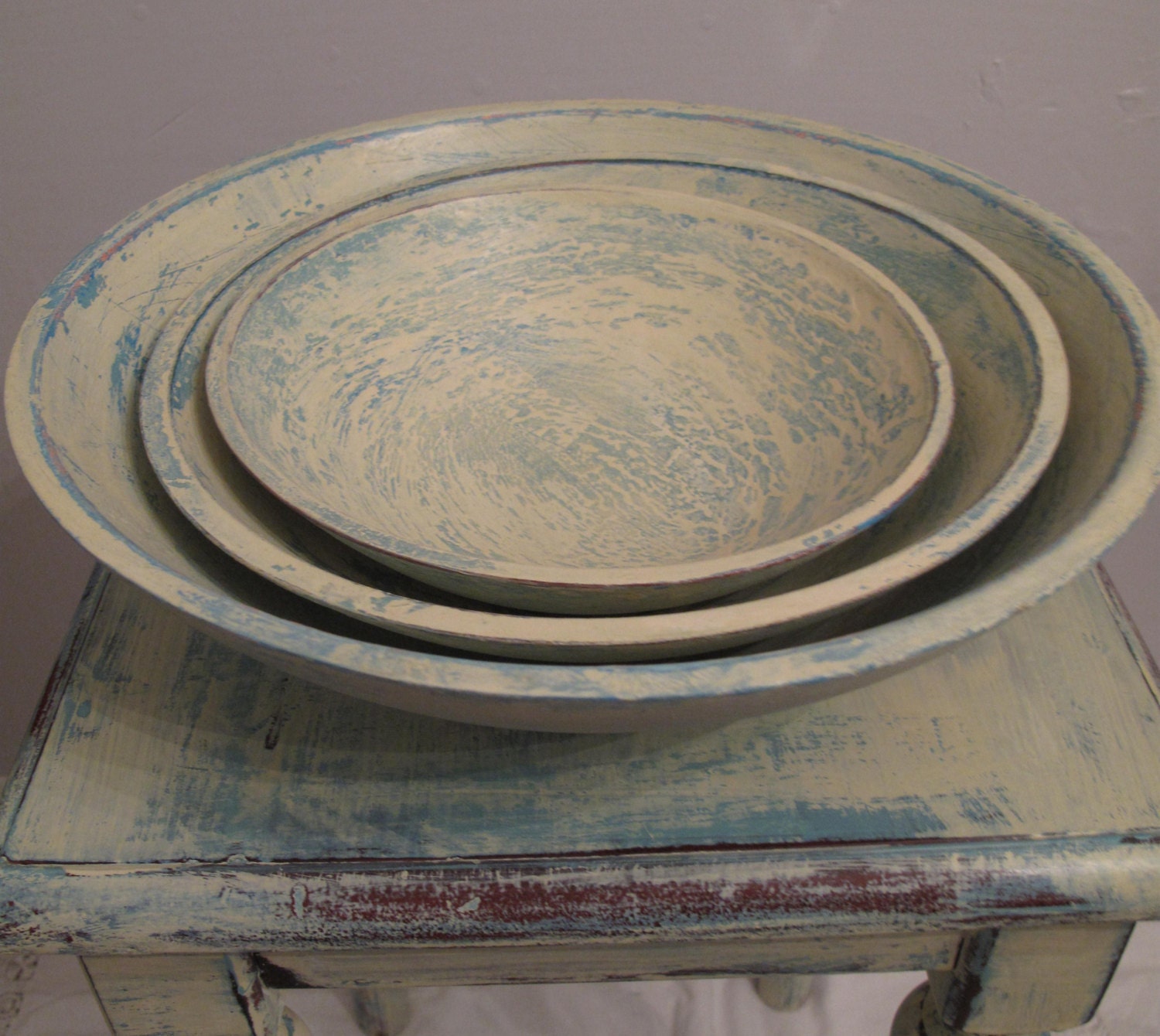 UPcycled Wood Bowls, set of 3, Distressed Wood, Valet, Jewelry Bowl, Gift, Handpainted