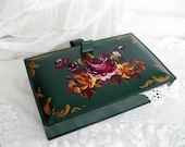 Box, Metal Box, Painted, Folk Art, Hunter Green, Photo Box, Trinket Box, by mailordervintage on etsy