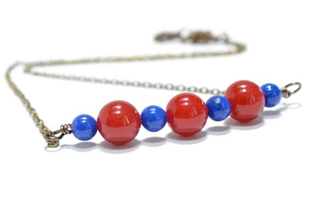 Fourth of July Necklace Red Blue Sailor Patrotic Memorial Day Labor Day Summer Picnic Fashin American Flag