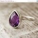 Memorial Day SALE Silver Purple Amethyst Teardrop Ring - Hammered Ring - Stackable Ring
