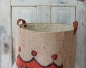 Upcycled MaMA AbBY baskets. Coffee burlap. Leather straps.