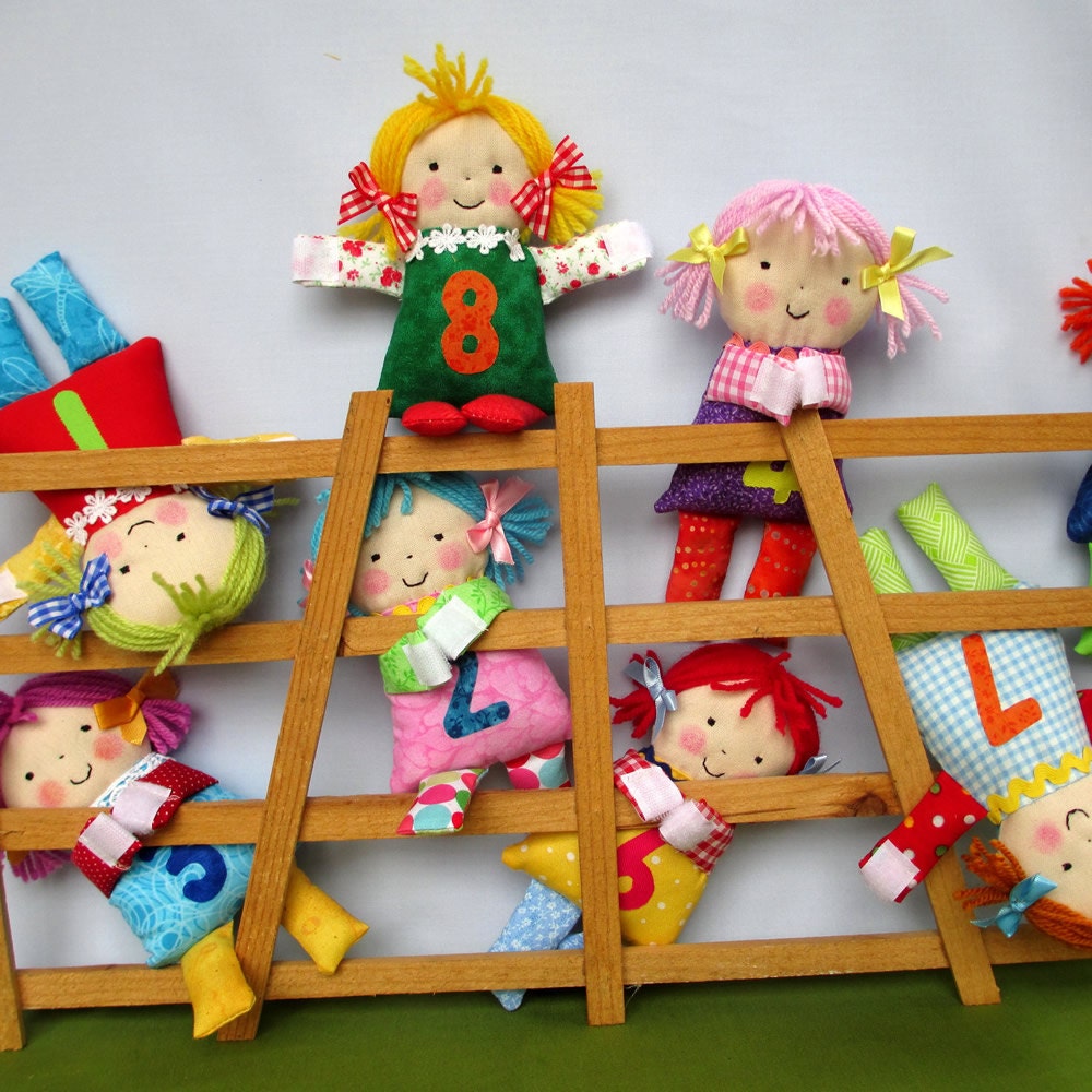 Little Counting Dolls - INSTANT DOWNLOAD - PDF - learning toy sewing pattern - plus illustrated verse