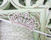 Baby Headband, Baby Tiara, Rhinestone Tiara Headband, Baby Girl Princess, Photo Prop, Christening, Newborn Toddler Child Girls Headband
