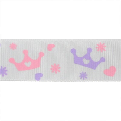 5 YARDS 7/8" Princess Tiara Grosgrain Ribbon