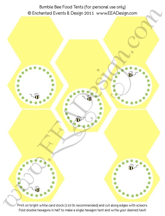 Bumble Bee Printable Food Tents (yellow and green) - DIY Printable Il_570xn
