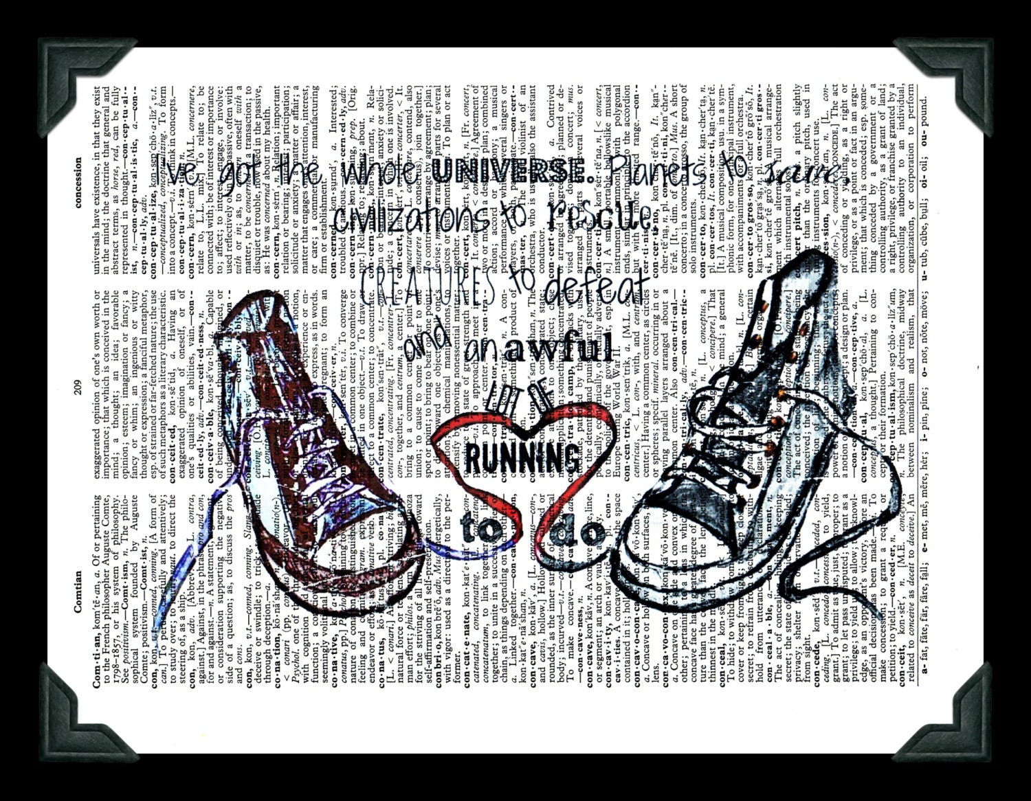 Buy Any 2 Prints get 1 Free Converse Running Doctor Who Quote Vintage Dictionary Art