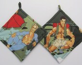 Sexy Hunky Hot Men Campers Pinup Pot Holders Set of Two