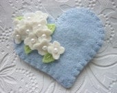 Felt Flower Brooch Heart Beaded Spring Beaded