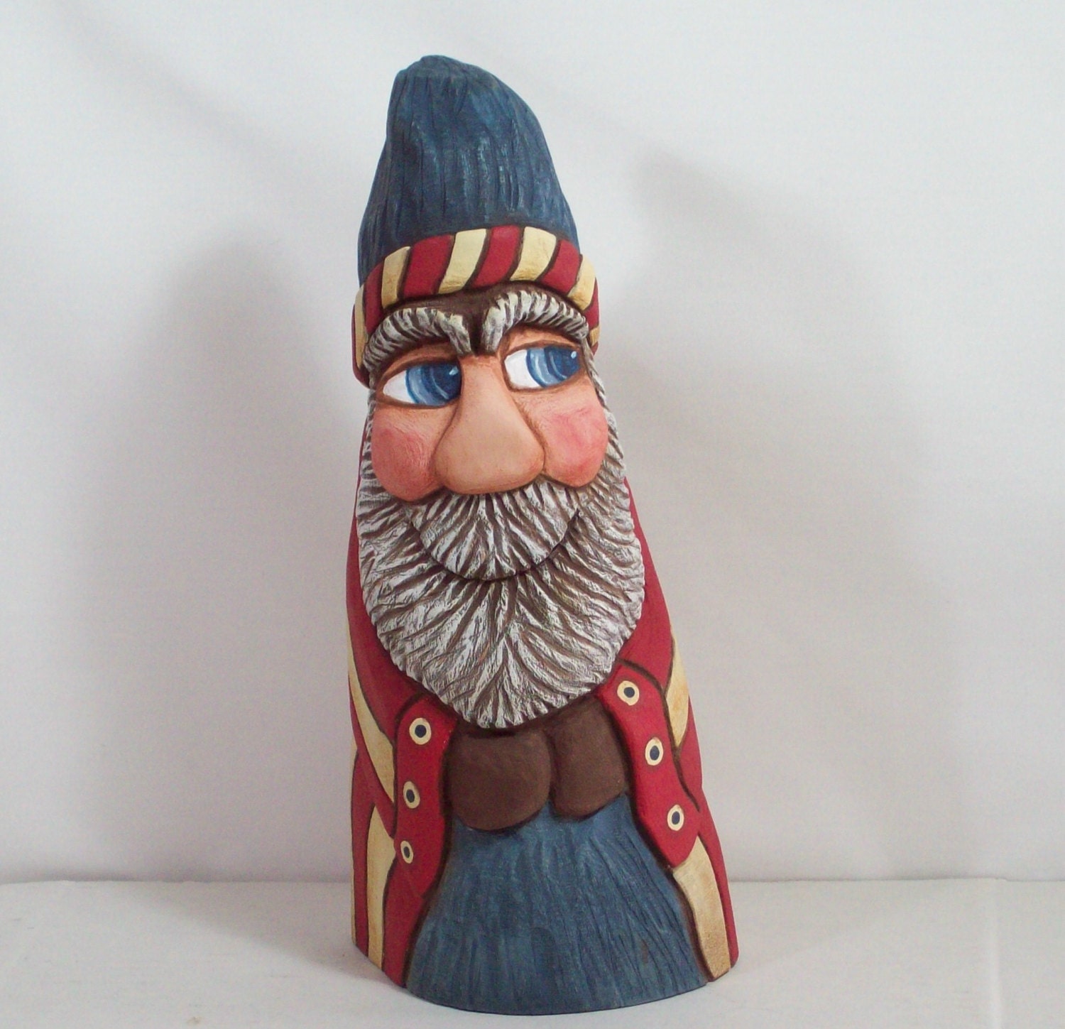 Patriotic Santa Folk Art Wood Carving by LLA Carve