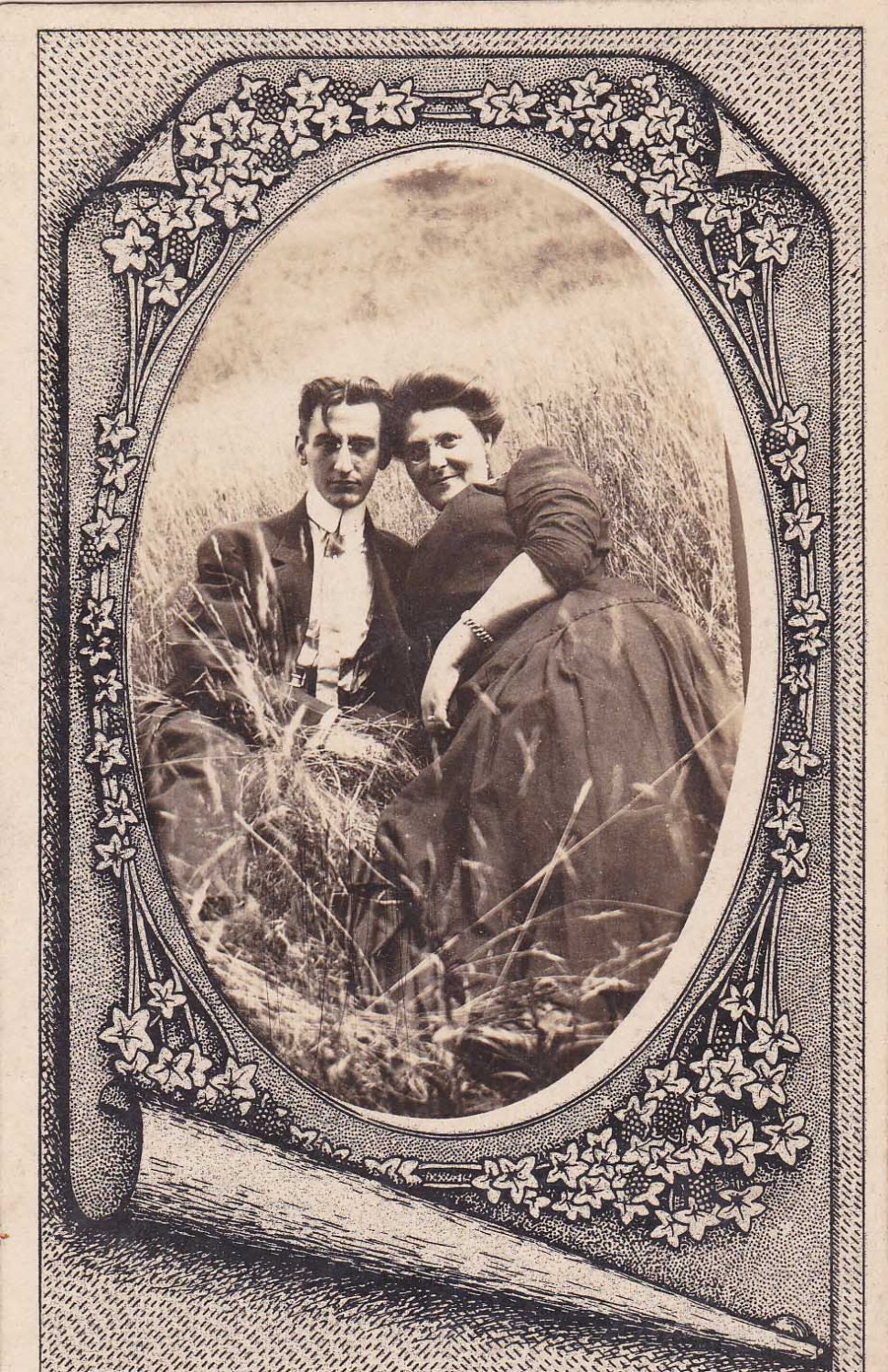 Splendor in the Grass - Vintage Real Photo Postcard with Great Decorative Border